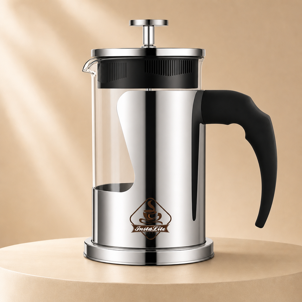 instalite-french-press-coffee-maker-600-ml-with-4-level-filtration-system-304-grade-stainless-steel-heat-resistant-borosilicate-glass