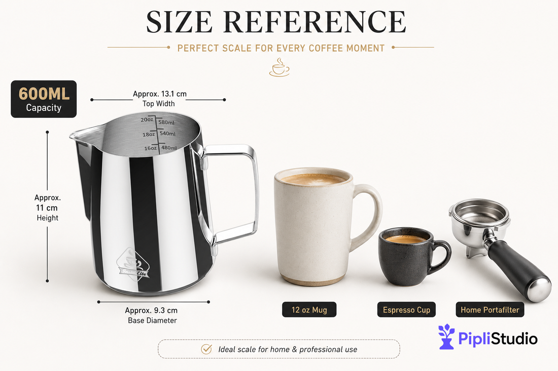 Steel Finish Frothing Jug with Easy Measure Marks