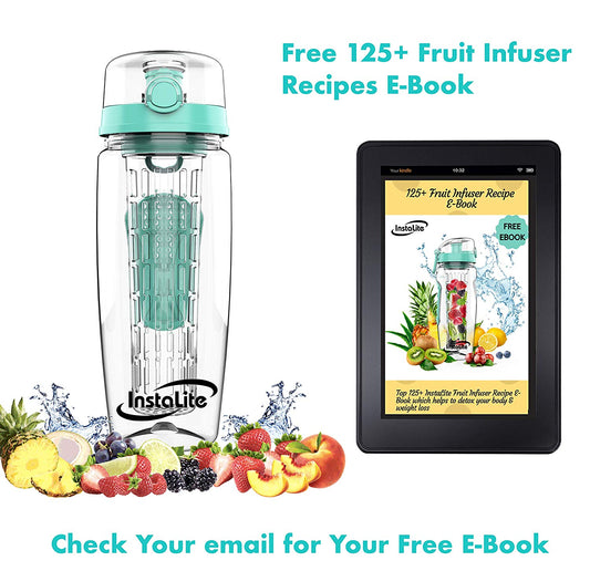 Instalite Fruit Infuser Detox Water Bottle with BPA Free Tritan Material & Freebies (Mint)