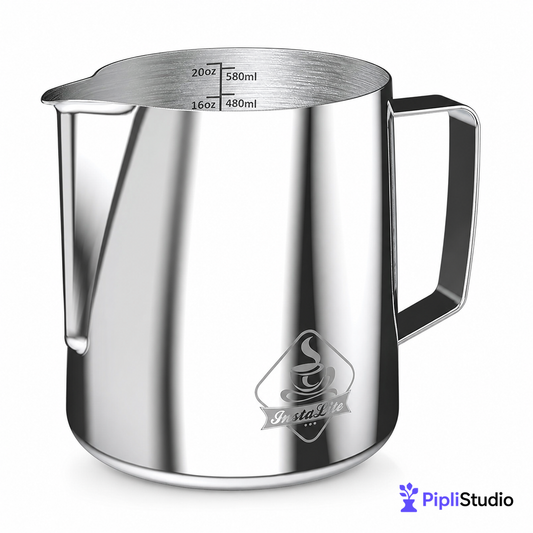 Steel Finish Frothing Jug with Easy Measure Marks