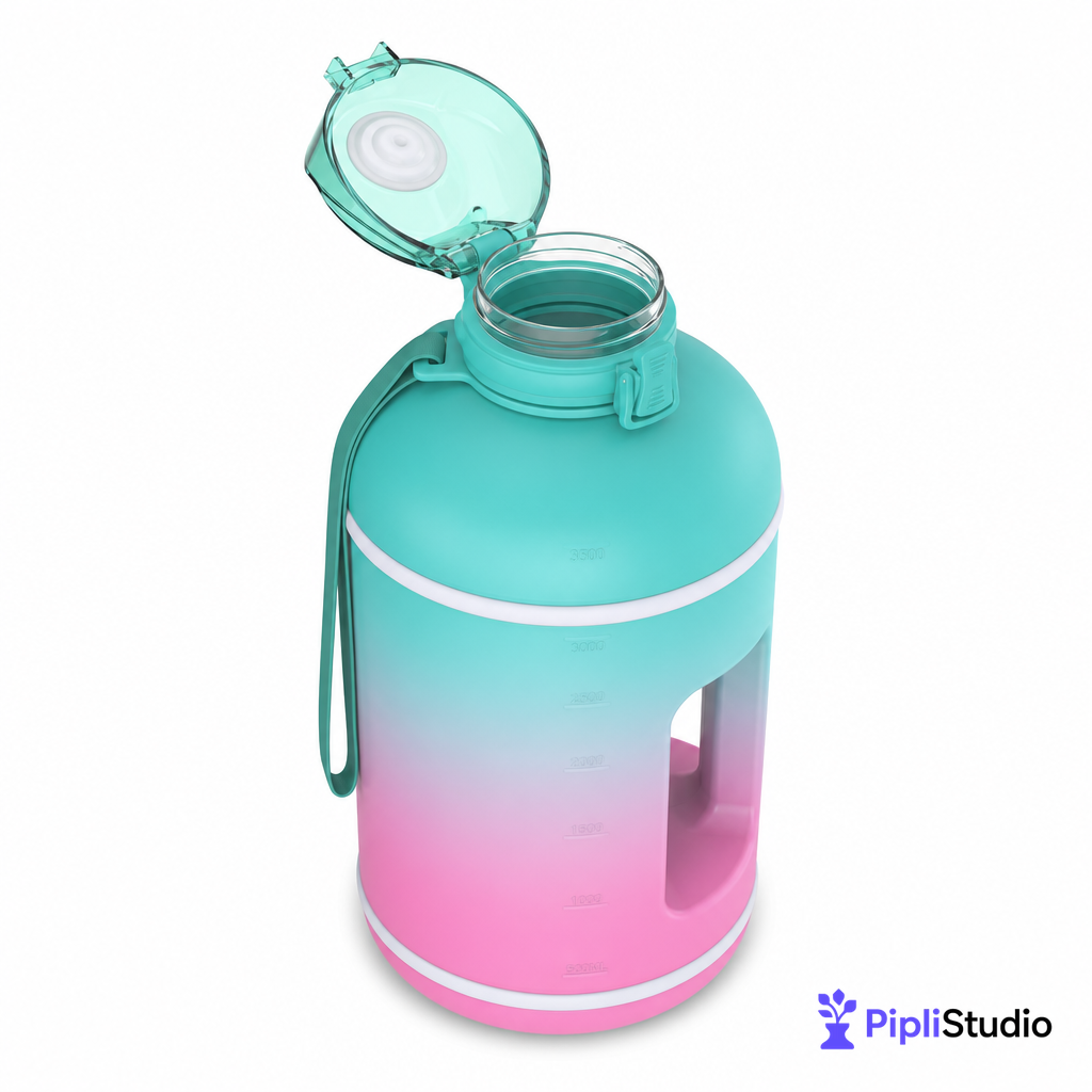 Instalite Gallon Capacity Gym Water Bottle with Measurement Markings &amp; Leak-Proof Lid - Perfect for Fitness, Workouts, and Outdoors (3.78 Litre, Multi Color)