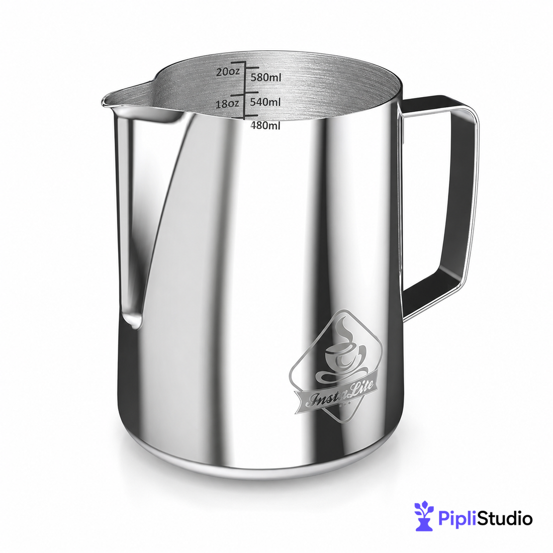 Steel Finish Frothing Jug with Easy Measure Marks