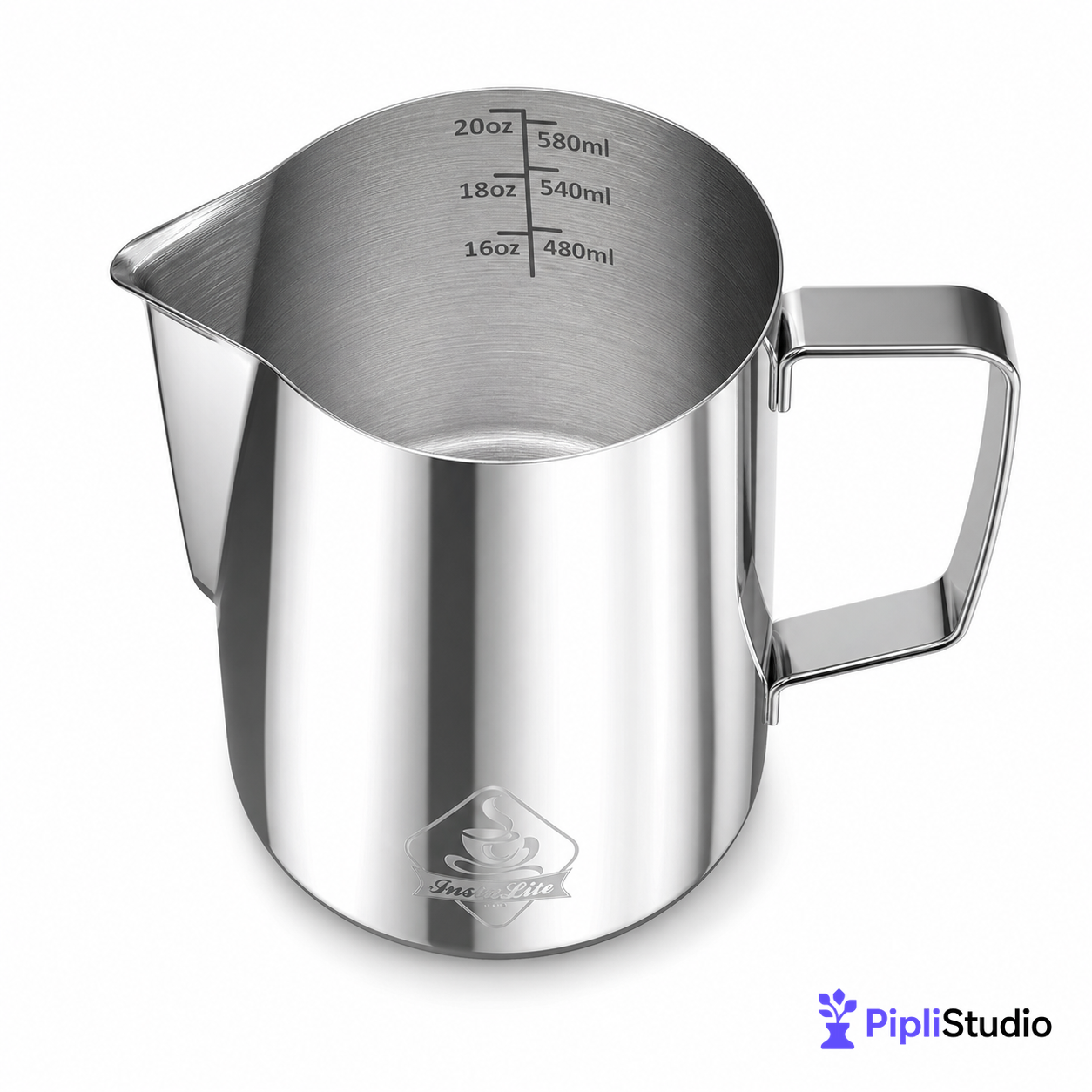 Steel Finish Frothing Jug with Easy Measure Marks