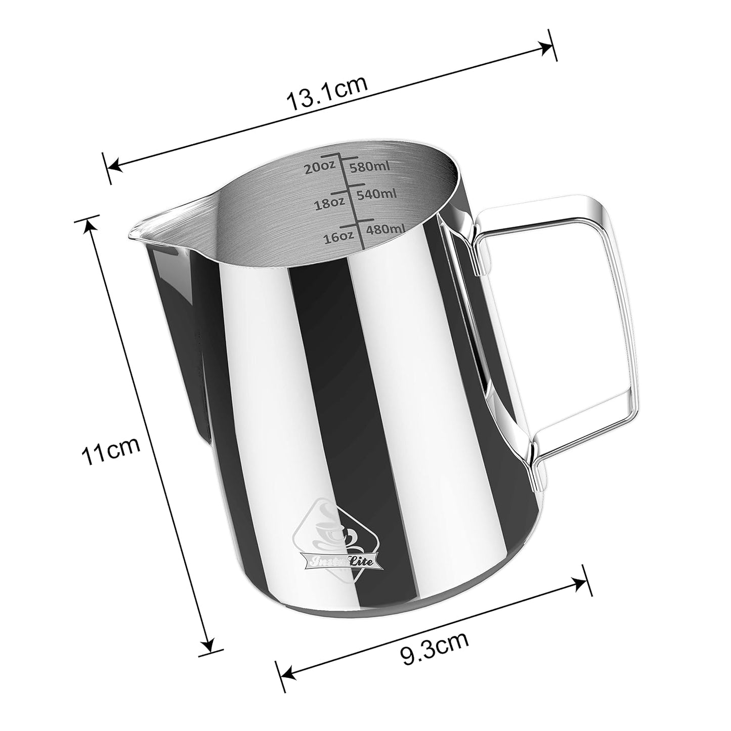 Steel Finish Frothing Jug with Easy Measure Marks