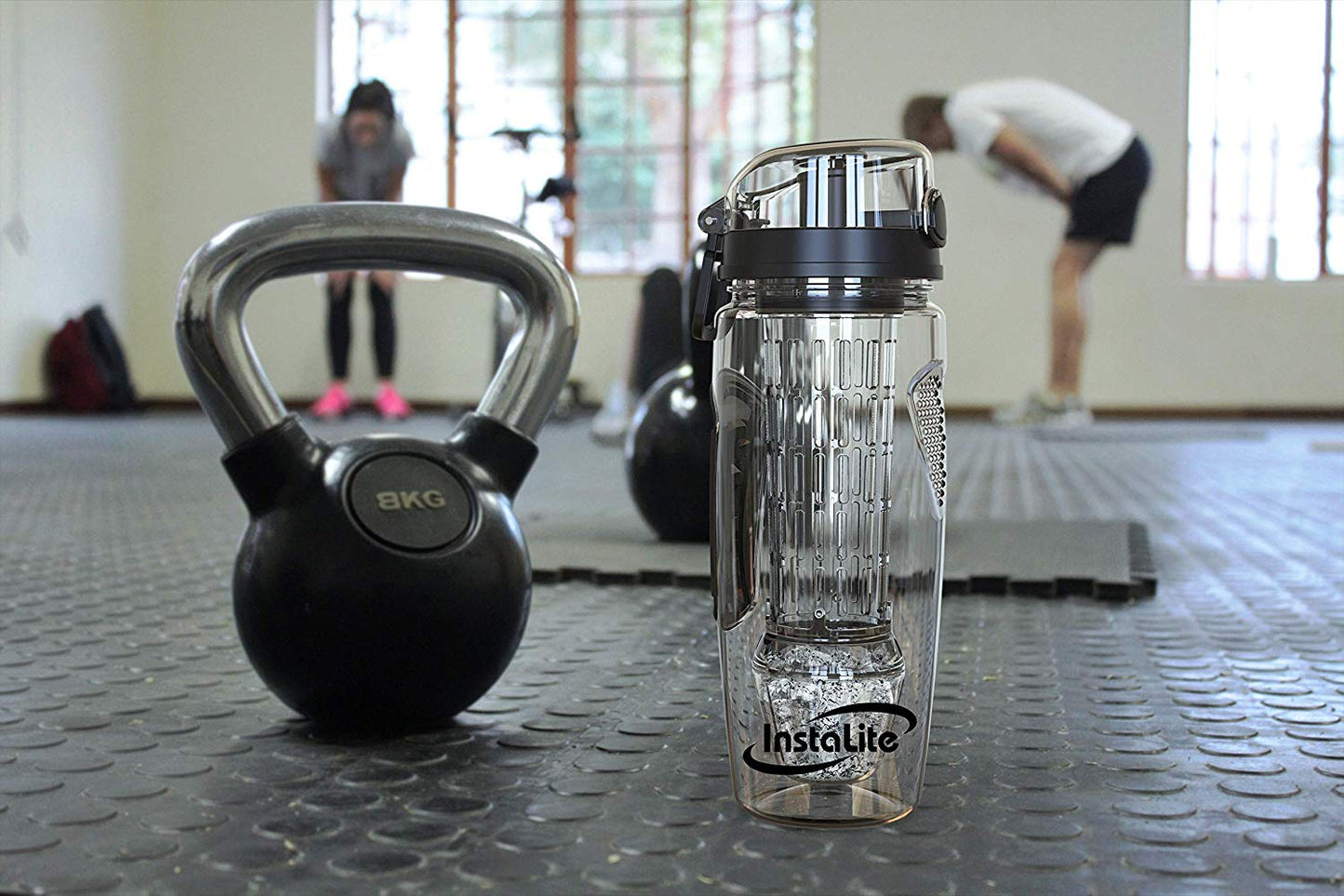 Instalite Fruit Infuser Detox Water Bottle - BPA Free Tritan Material with Hydra Gel Ball Infusion Rod & Freebies (Black)