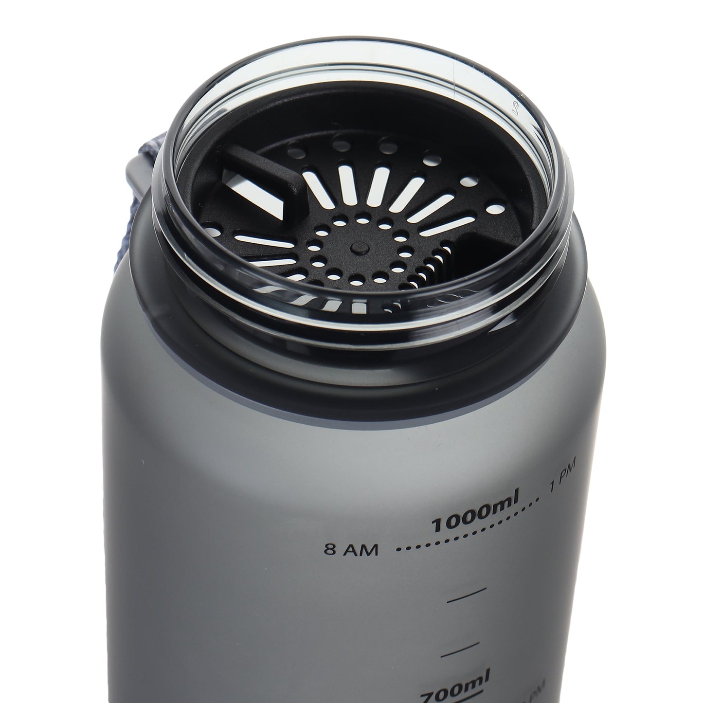 InstaLite 1 Litre BPA Free Tritan Sports/Gym Water Bottle with Time Marker, Fruit Infuser Screen & Protein Shaker Blending Ball (Stone Grey, 1000 ML)