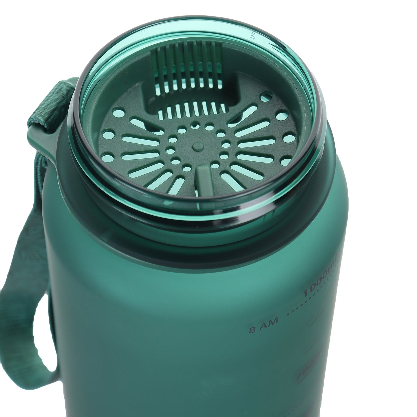 InstaLite 1 Litre BPA Free Tritan Sports/Gym Water Bottle with Time Marker, Fruit Infuser Screen & Protein Shaker Blending Ball(Emerald Green, 1000 ML)
