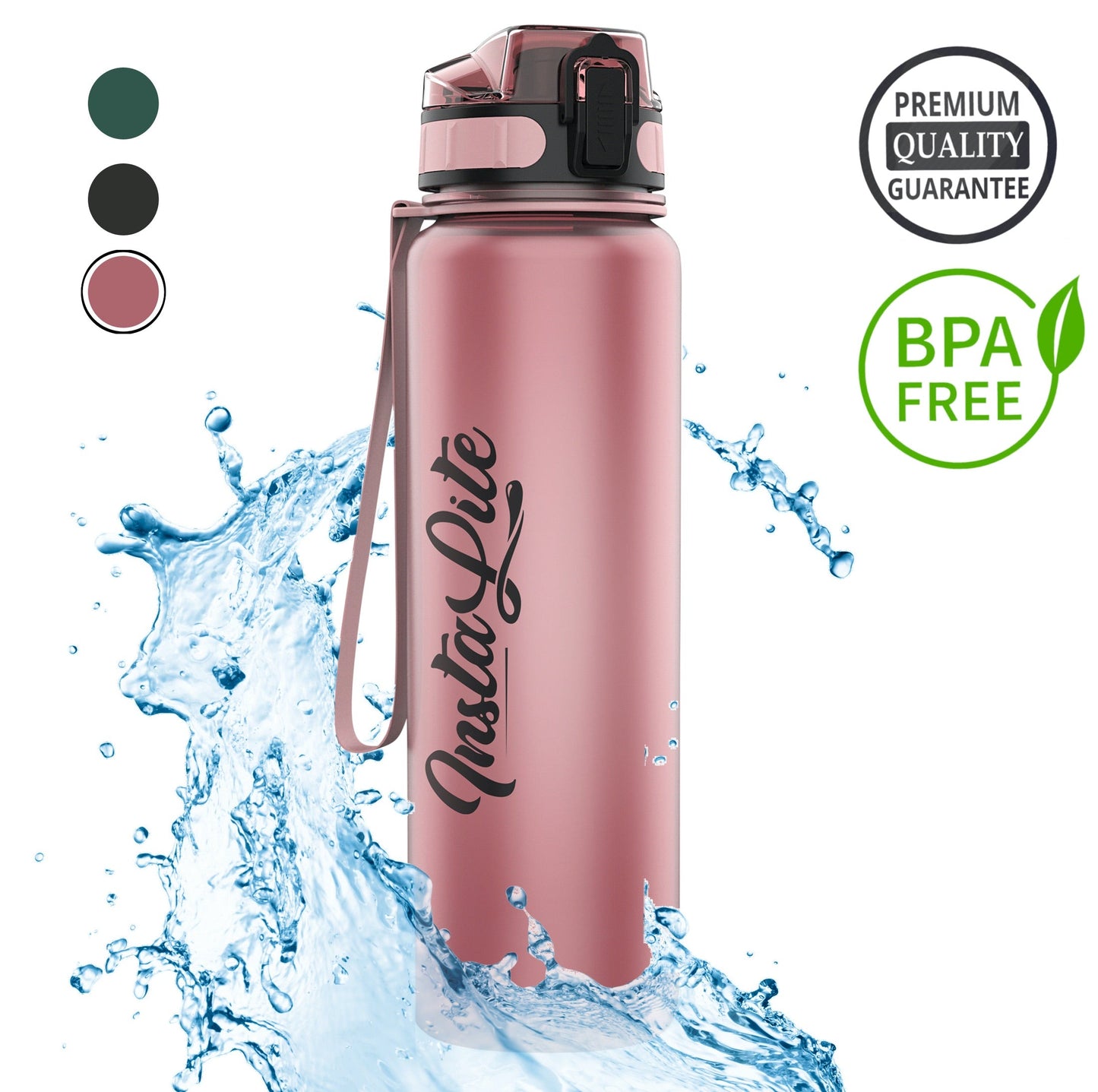 InstaLite 1 Litre BPA Free Tritan Sports/Gym Water Bottle with Time Marker, Fruit Infuser Screen & Protein Shaker Blending Ball (Rose Gold, 1000 ML)